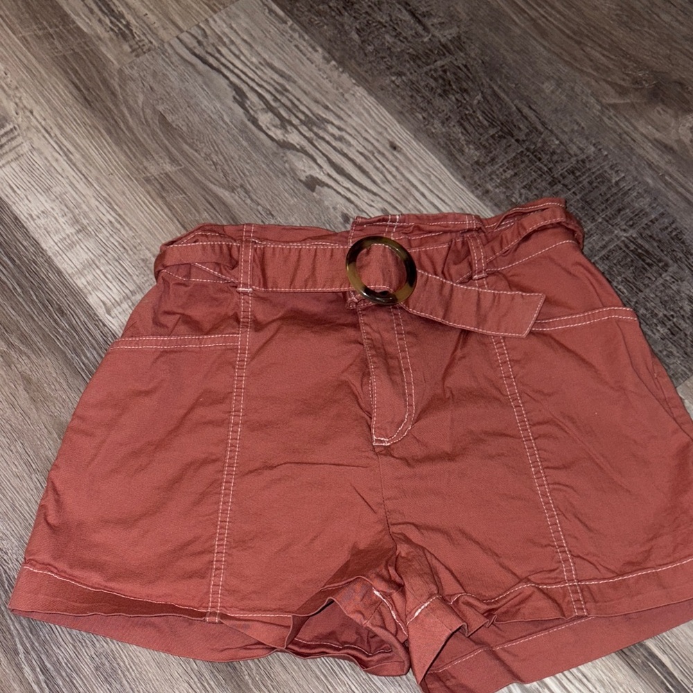 Women's Rust Belted Shorts